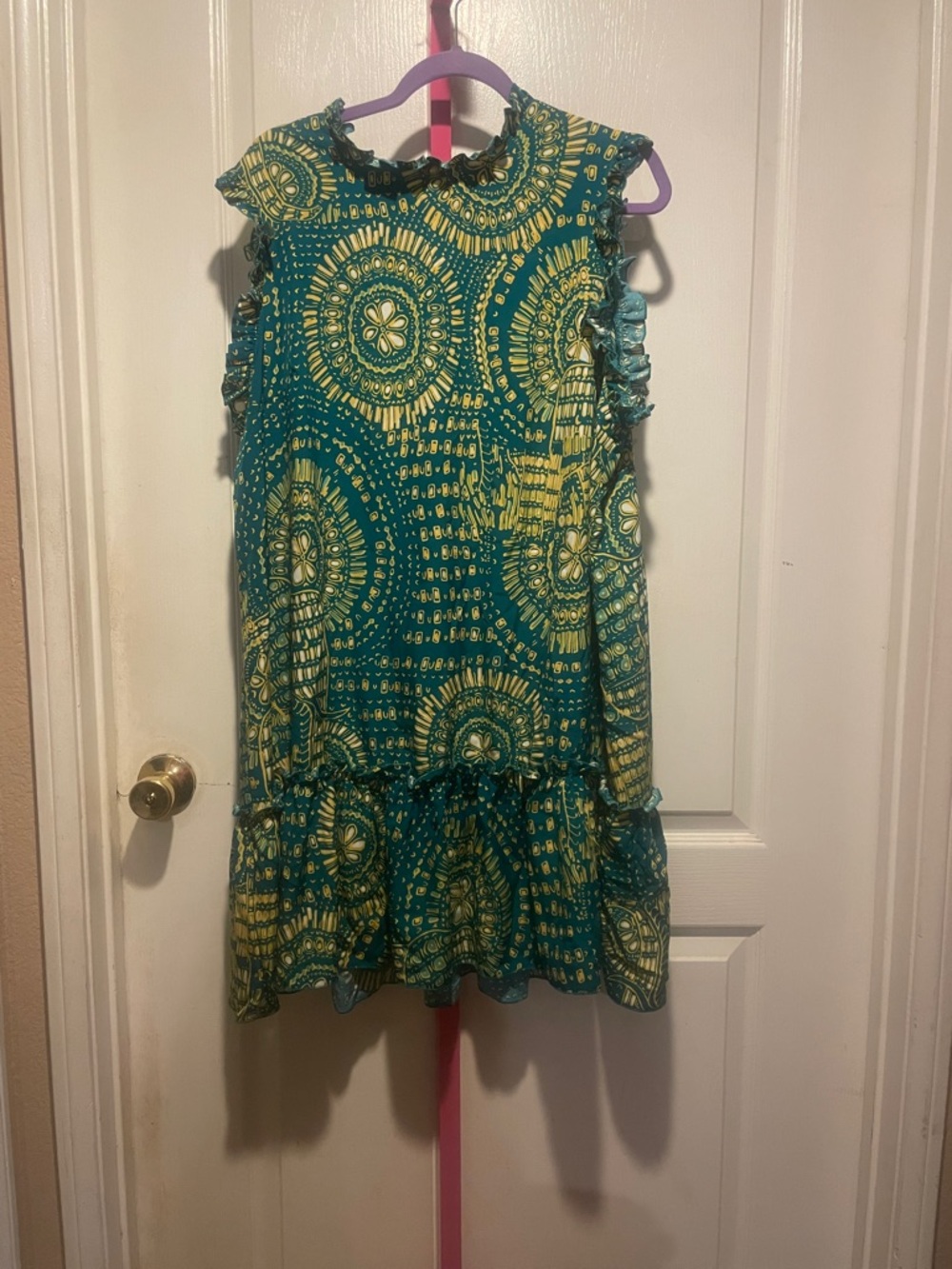 SHEIN Teal and Yellow Floral Print Midi Dress